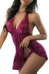Sexy Purple Ravishing Halter Lace Top Open Back Babydoll